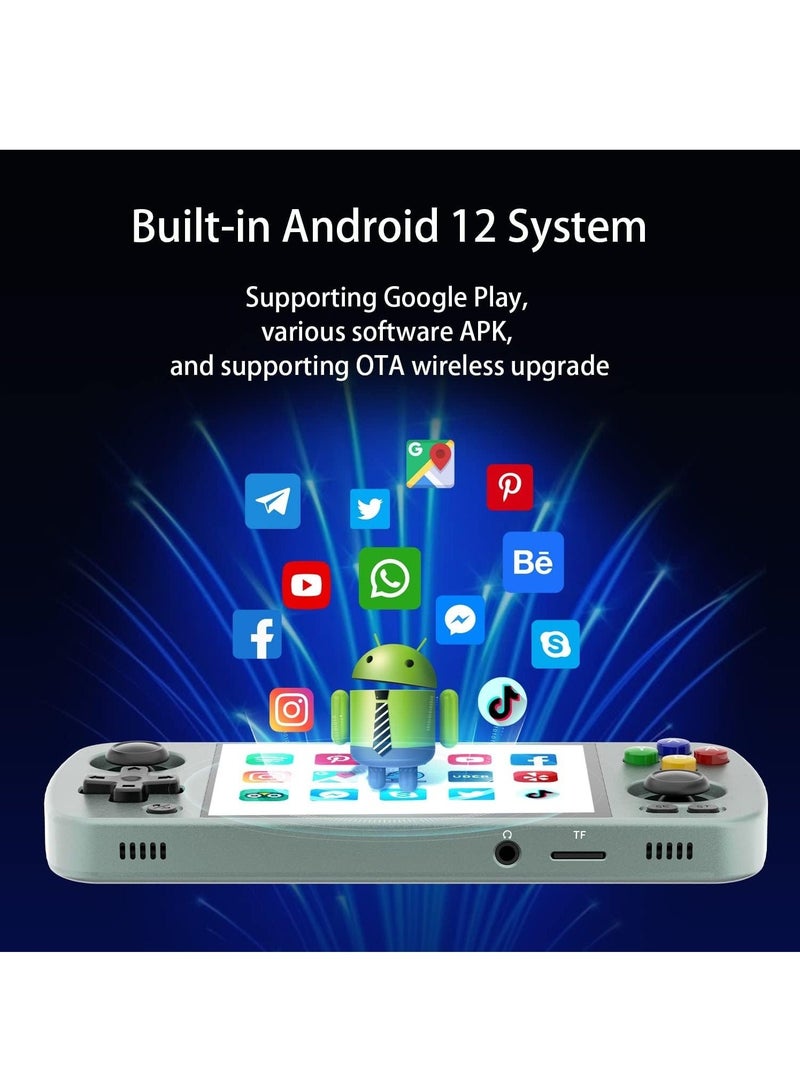 أنبيرنيك لعبة RG405M Retro المحمولة باليد، هيكل من سبائك الألومنيوم، نظام Android 12، تأتي مع بطاقة TF 128 جيجا 3172 لعبة محملة مسبقًا، شاشة لمس IPS مقاس 4 بوصة (128 جيجابايت + 128 جيجابايت، رمادي) - Image 4