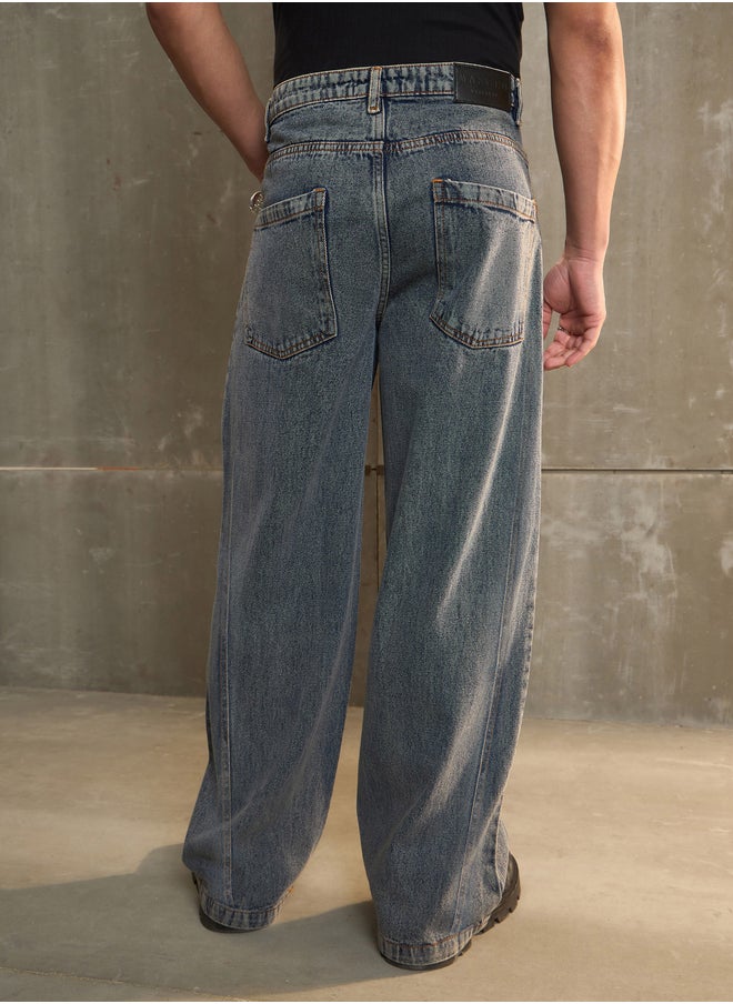 SASSAFRAS Washed Front Pintuck Detail Wide Leg Jeans  - Image 5