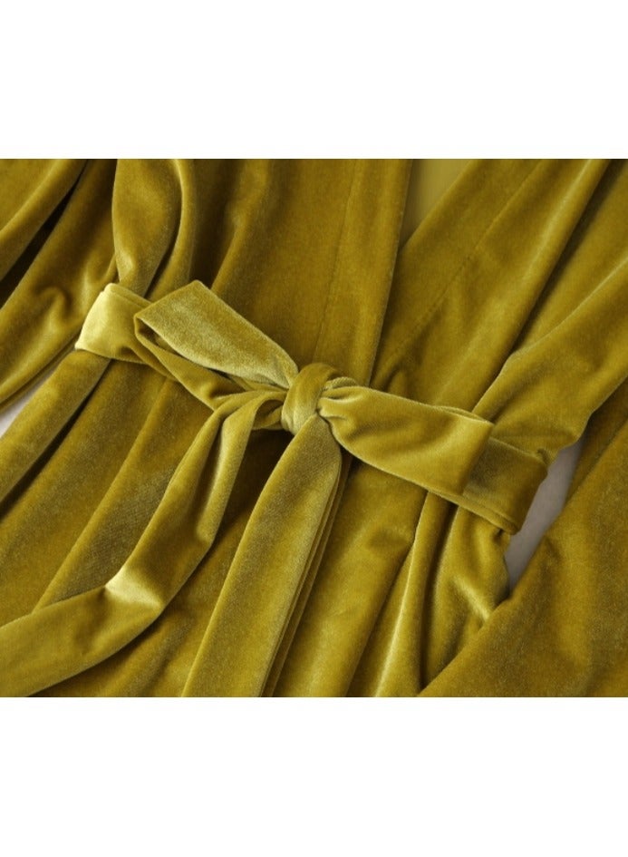 KUYING New Two Piece Golden Velvet Sleepwear Set - Image 4