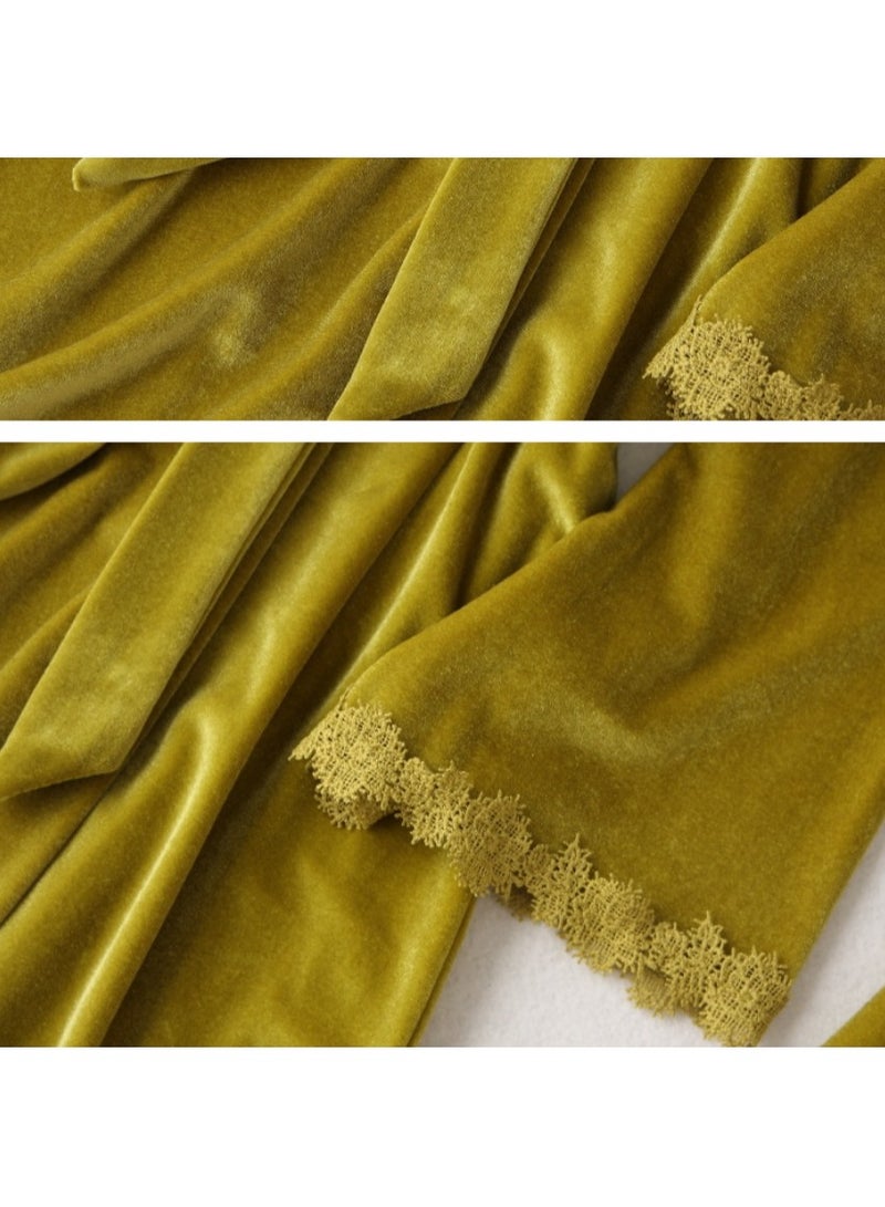 KUYING New Two Piece Golden Velvet Sleepwear Set - Image 5