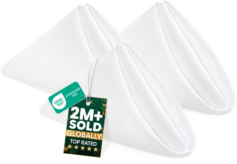 Utopia Home White Cloth Napkins (12 Pack, 20x20 Inches), Ideal Dinner Napkins for Party, Wedding and Lunch/Dinner - Image 1