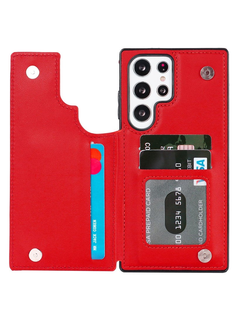 Suteni Magnetic Back Cover Card Slots Leather Phone Case for Samsung - Image 3