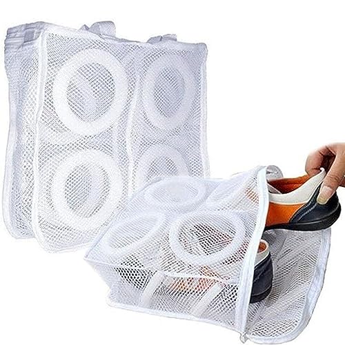FreshDcart FDCA639 Portable Laundry Washing Bags Shoes Wash Bags With Premium Rust Free Zipper, Storage Bag, Store Dirty Clothes, Shoes, Hosiery, Lingerie, (38CM x 30CM x 12.5CM) (White, Pack of 2) - Image 2