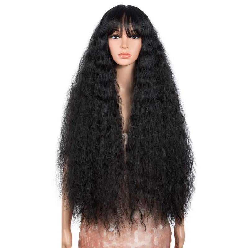 Style Icon Style Icon Y Part Lace Wigs 32 Long Wavy Black Wig Middle Part Lace Front Wigs Synthetic Wigs Density 130 YPart Lace Wigs 1B 
