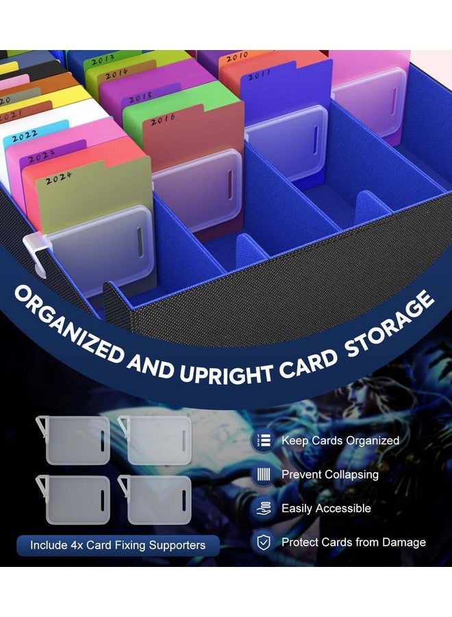 MoKo Trading Card Storage Box, 3000+ Mtg Deck Box With 24 Colorful Dividers & 4 Card Supporters, Commander Card Deck Case Fits For Magic Game Cards, Yugioh, Tcg, Ptg And Sport Cards, Black Blue - Image 4