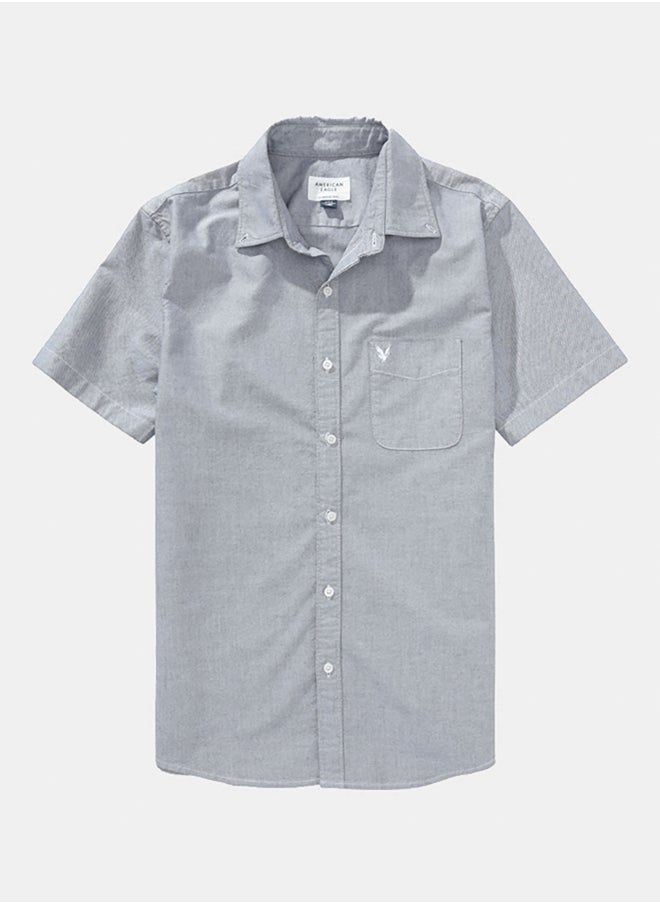 American Eagle AE Short-Sleeve Slim Fit Button-Up Shirt  - Image 3