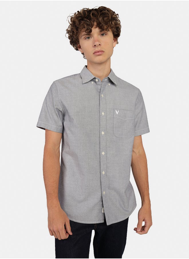 American Eagle AE Short-Sleeve Slim Fit Button-Up Shirt  - Image 1