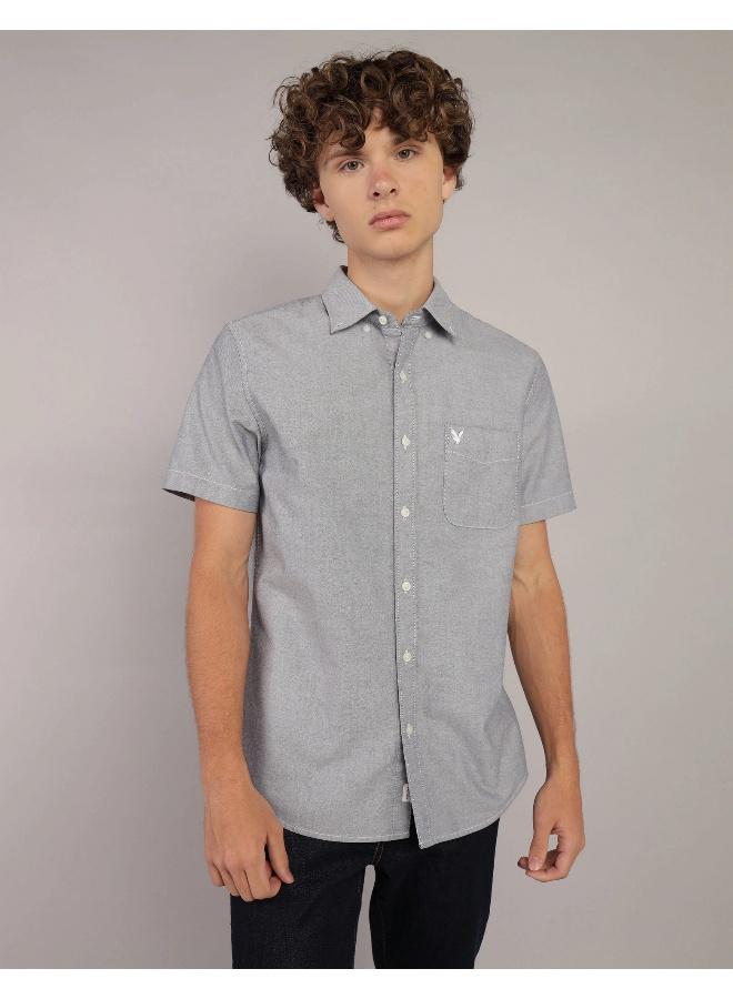 American Eagle AE Short-Sleeve Slim Fit Button-Up Shirt - Image 1