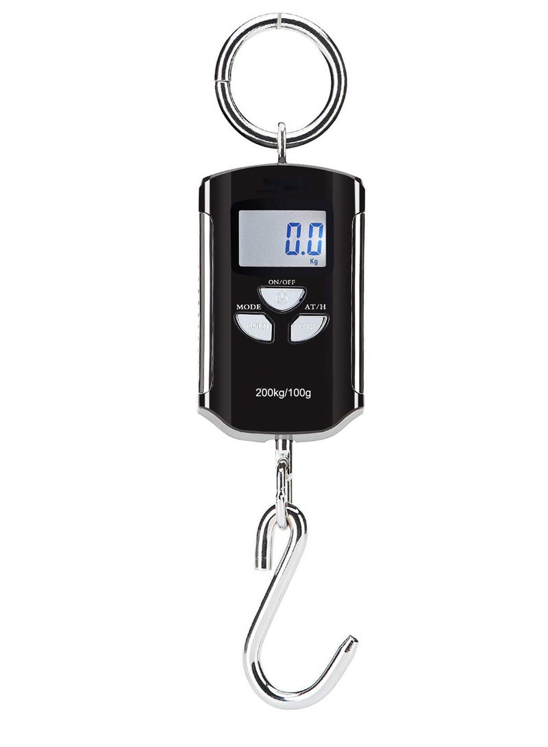 SYOSI SYOSI Fish Scale, Portable 200 kg/400 lb Heavy Duty Digital Hanging Scales LCD Display with Backlight for Home Farm Market or Suitcase Scale Travel and Fishing Accessories (Black and Silver)  - Image 1