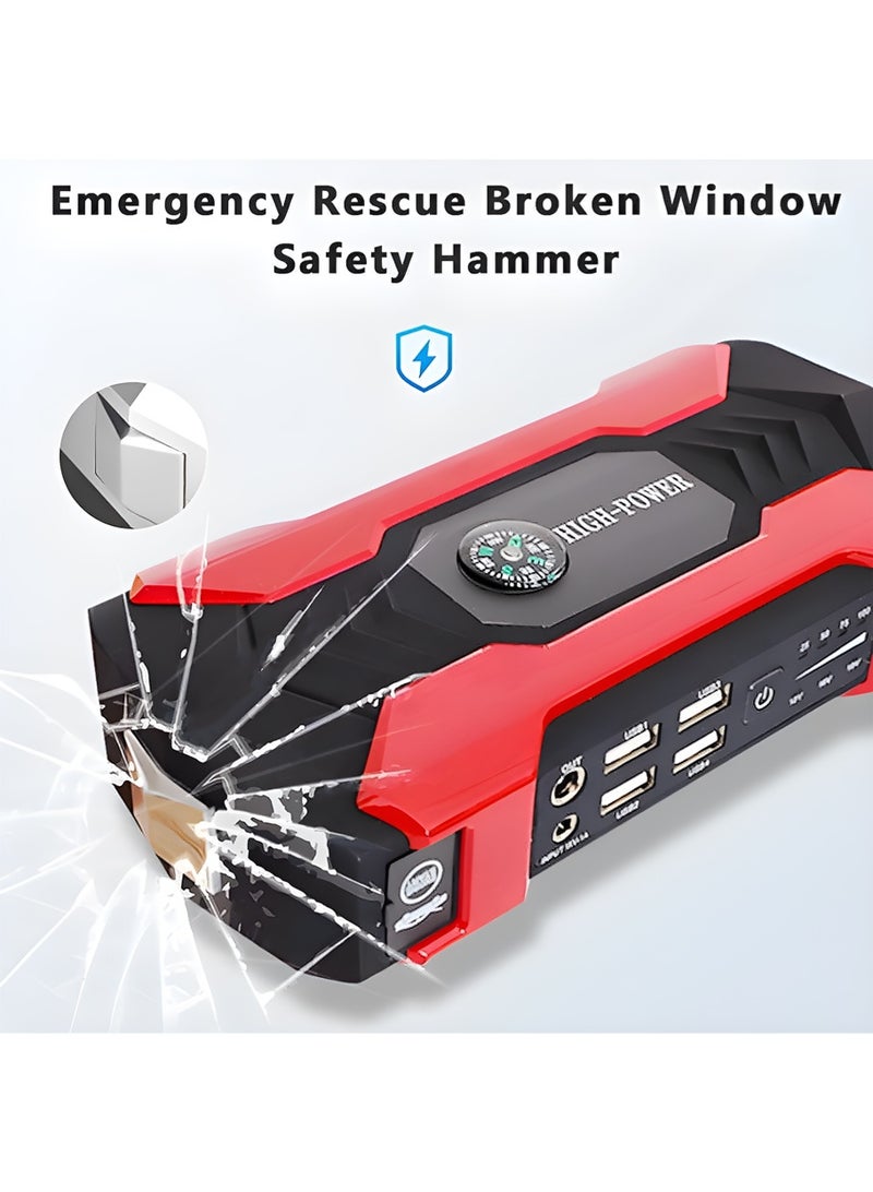 ليون هوم 28000mAh بطارية طوارئ لبدء تشغيل السيارات، بطارية طوارئ مقاومة للماء، مشغل بطارية محمول، مزود بمطرقة كسر الزجاج/مصباح LED، بطارية طوارئ لبدء تشغيل السيارات التي تعمل بالديزل والبنزين، مناسبة للسيارات العائلية/الشاحنات 12V/السيارات الرياضية/الشاحنات الصغيرة/الشاحنات الصغيرة/السيارات الزراعية/الدراجات النارية/السيارات الثلجية.  - Image 4