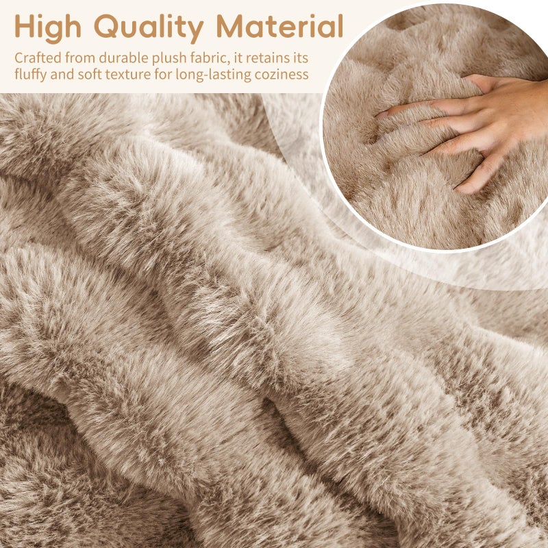 Arfntevss Couch Cover for Dogs Plush Washable Sofa Covers for 3 Cushion Couch Pet Friendly Fuzzy Faux Fur Sofa Slipcovers 3 Seat Anti-Slip Sectional Furniture Protector (Velvety Khaki, 35.5" x 71") - Image 2