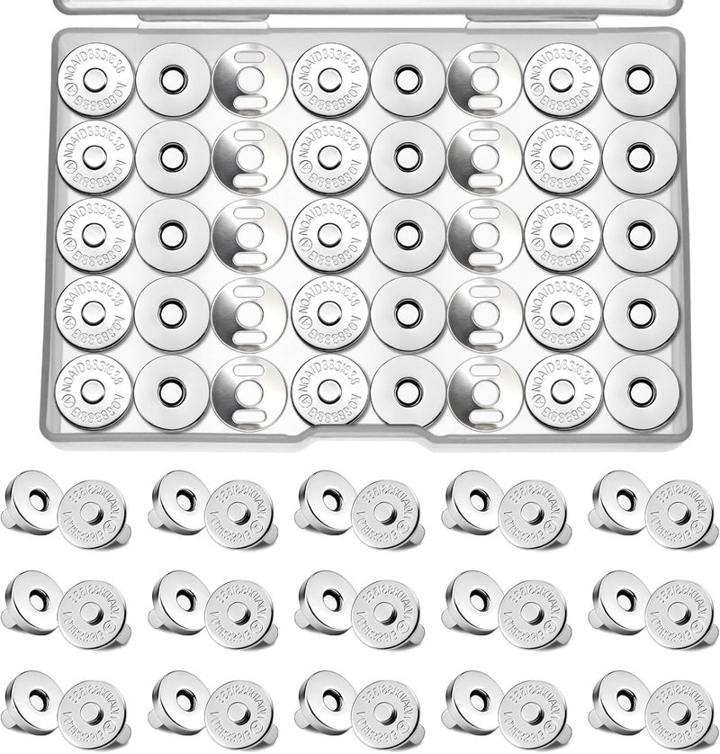 Fireboomoon 50 Sets Magnetic Snaps for Purse Closures, 14mm Magnetic Magnetic Snaps Closure Clasps for Sewing, Supplies, Bags, Clothes, Crafting No Tools Required - Image 1