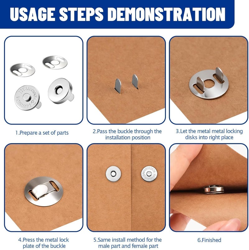 Fireboomoon 50 Sets Magnetic Snaps for Purse Closures, 14mm Magnetic Magnetic Snaps Closure Clasps for Sewing, Supplies, Bags, Clothes, Crafting No Tools Required - Image 4