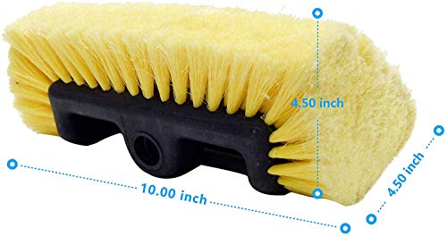 CARCAREZ 10" Car Wash Brush Head with Soft Bristle for Auto RV Truck Boat Camper Exterior Washing Cleaning, Yellow - Image 3