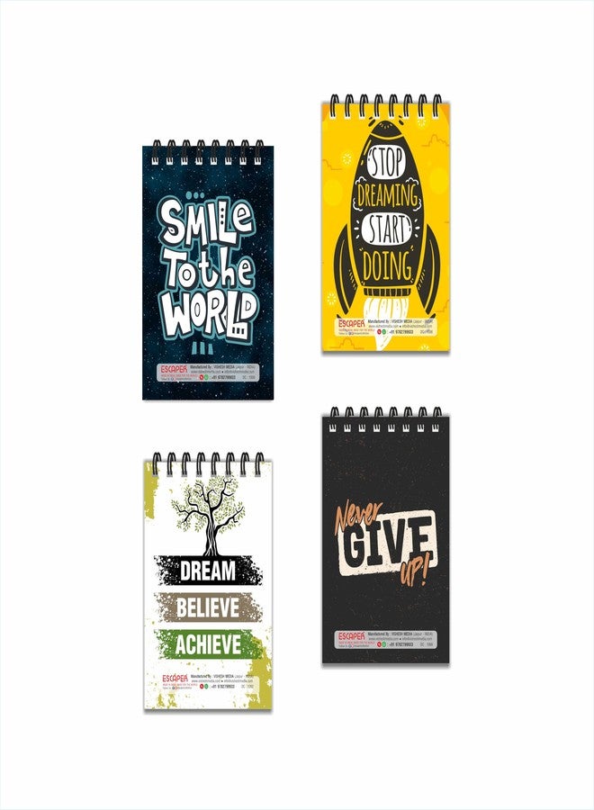 ESCAPER Pocket Diary A7 Size (10.5 x 7.5 cm) – Pack of 12 Mini Notepads, 100 Ruled Pages Front Back Printed, Designer Wiro-Bound Pocket Notebooks for Notes, Office, Kids, Men, Women, Girls (Motivational) - Image 1