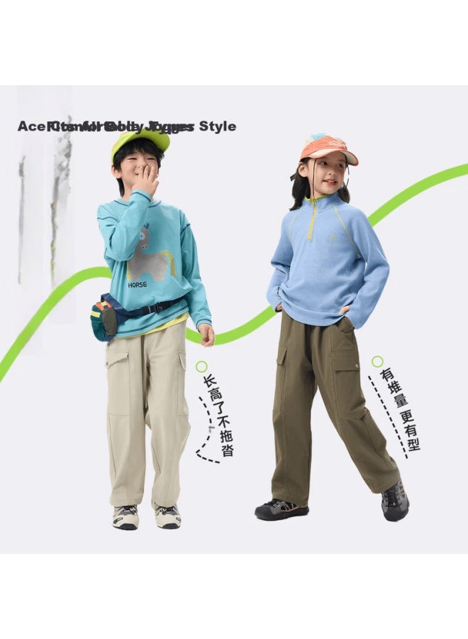 Ebaer Kids Casual Pants Spring Autumn Girls Outdoor Straight Pants Boys Sports Trousers Mountain Green 130 - Image 4