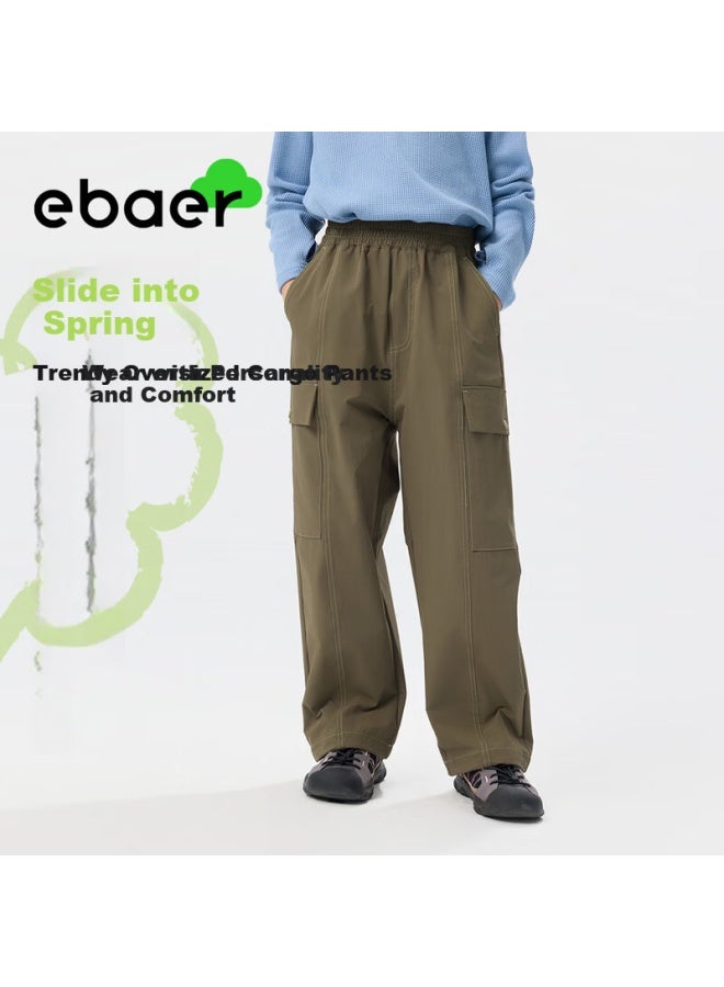 Ebaer Kids Casual Pants Spring Autumn Girls Outdoor Straight Pants Boys Sports Trousers Mountain Green 130 - Image 1