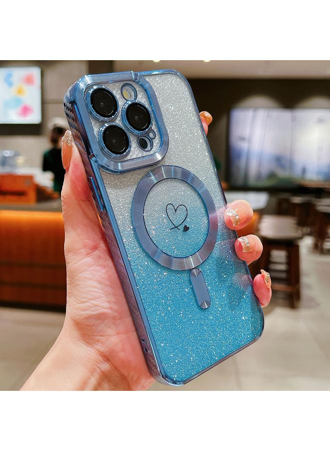 S-TOP Case For iPhone 13 Pro Max Loves Gradient Glitter Carbon Fiber Magsafe TPU Phone Case - Image 1