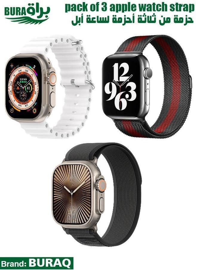 BURAQ - Apple Watch Band Strap For Apple Watch Ultra 2/Ultra 49mm, Series 10 46mm, 9/8/7 45mm, SE2/SE/6/5/4 44mm, 3/2/1 42mm - Image 1
