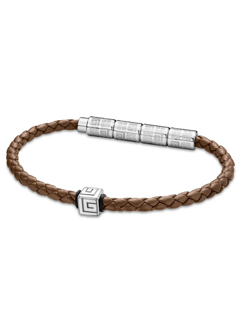 Guy Laroche Gabriel Brown and Silver Leather Bracelet for Men