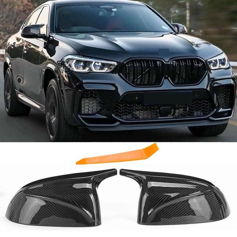 BLWGROW Rearview Mirror Cover Caps Compatible with G01 X3 G02 X4 G05 X5 G06 X6 G07 X7 Side View Mirrors Carbon Fiber Look