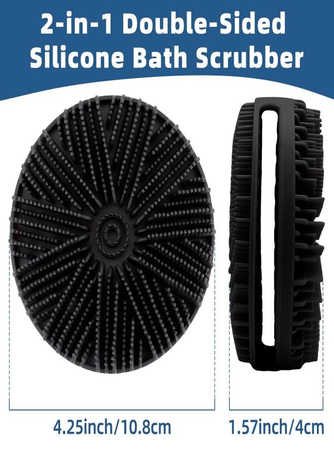 VToALARD Silicone Body Scrubber, 2pcs Dual-Sided Silicone Loofah 2-in-1 Silicones Shower Scrubbers Exfoliating Body Scrubber for Women Men Soft Silicones Bath Shower Brush for All Skin Lather Well (Pink&Black) - Image 2