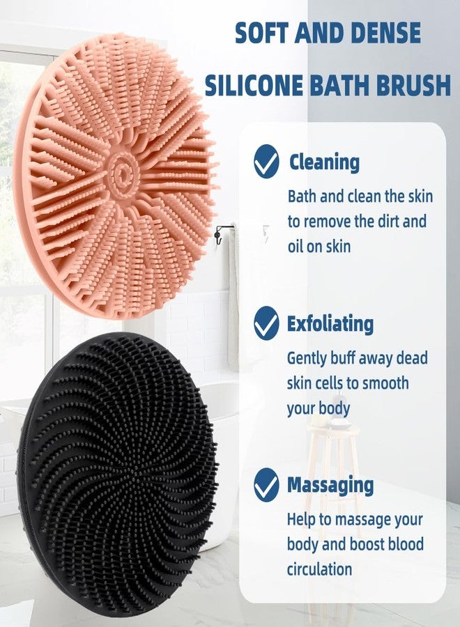 VToALARD Silicone Body Scrubber, 2pcs Dual-Sided Silicone Loofah 2-in-1 Silicones Shower Scrubbers Exfoliating Body Scrubber for Women Men Soft Silicones Bath Shower Brush for All Skin Lather Well (Pink&Black) - Image 5
