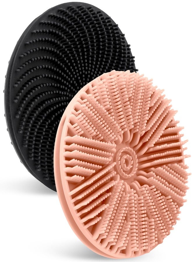VToALARD Silicone Body Scrubber, 2pcs Dual-Sided Silicone Loofah 2-in-1 Silicones Shower Scrubbers Exfoliating Body Scrubber for Women Men Soft Silicones Bath Shower Brush for All Skin Lather Well (Pink&Black) - Image 1