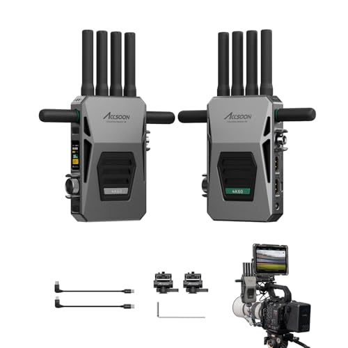 Accsoon أكسون سينيفيو ماستر 4K ناقل واستقبال فيديو لاسلكي SDI HDMI، 2.4GHz+5GHz+6GHz ثلاثي النطاق 8202 قدم مدى 25 مللي ثانية زمن تأخير، 4K60/1080p60 1 اتصال سلكي iOS+4 مراقبة تطبيق، بث مباشر في الوقت الحقيقي (1TX+1RX) - Image 1