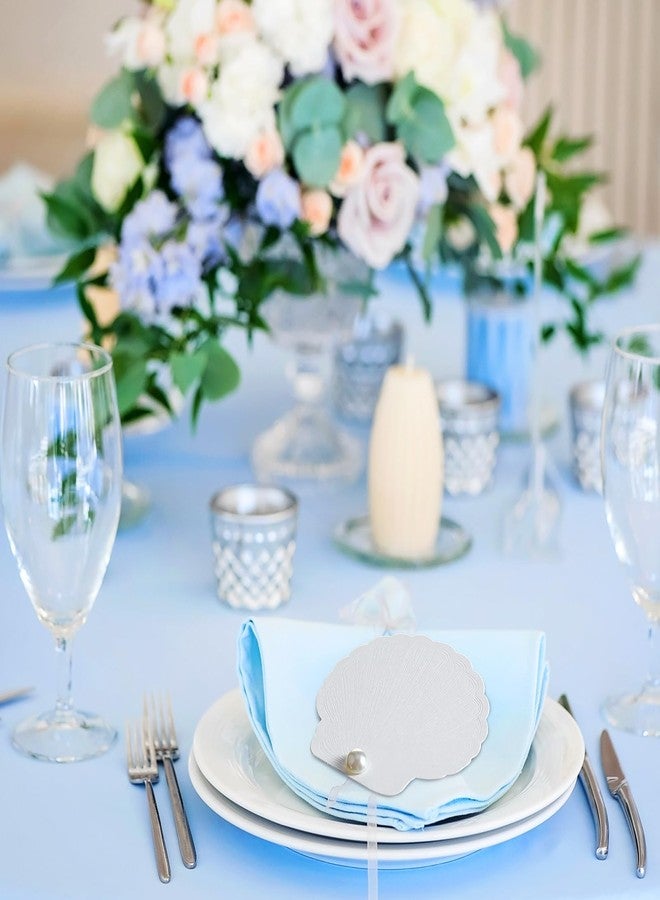 Resurhang 100 Set Oyster Place Card Beach Wedding Place Card with Pressed Oyster Shell Detailing and Pearl Accents for Summer Beach Wedding Party Shower Ivory White(Sea Shell,White) - Image 5