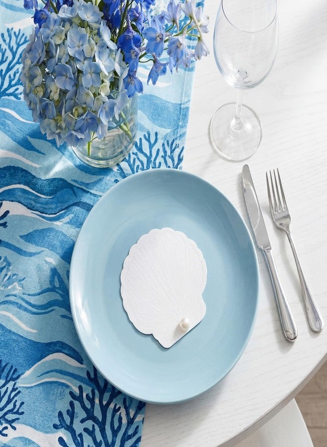 Resurhang 100 Set Oyster Place Card Beach Wedding Place Card with Pressed Oyster Shell Detailing and Pearl Accents for Summer Beach Wedding Party Shower Ivory White(Sea Shell,White) - Image 3