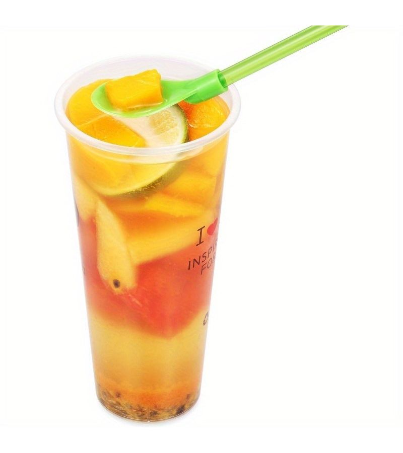 9 Random Color Plastic Spoons With Removable Straws for Coffee Tea Smoothies Party - Image 4