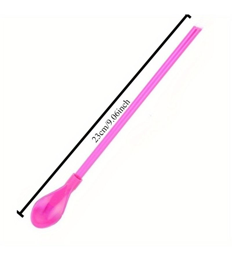9 Random Color Plastic Spoons With Removable Straws for Coffee Tea Smoothies Party - Image 2