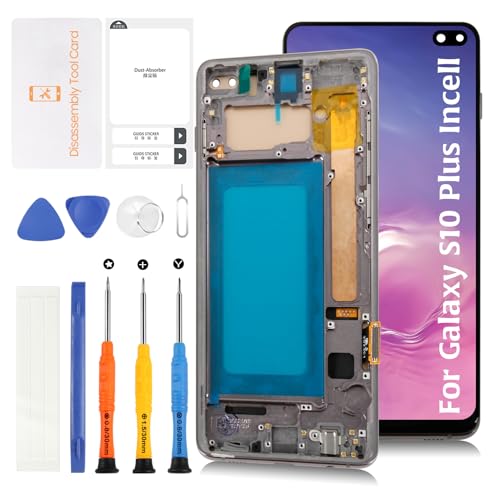 Olivechard InCell S10 Plus Display Screen Replacement (No Fingerprint Function) for Samsung Galaxy S10 Plus with Midnight Black Frame G975F/DS G975U G975W LCD Screen Touch Digitizer Assembly - Image 1