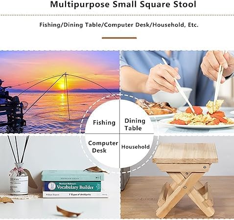 FEELING MALL Shower StoolSquare Shower Seat Bench Wooden Stool Shower Bench Folding Stool Seat Stool Multfunctional for BathroomLiving RoomBedroomLaundry Room or Garden Fishing - Image 5
