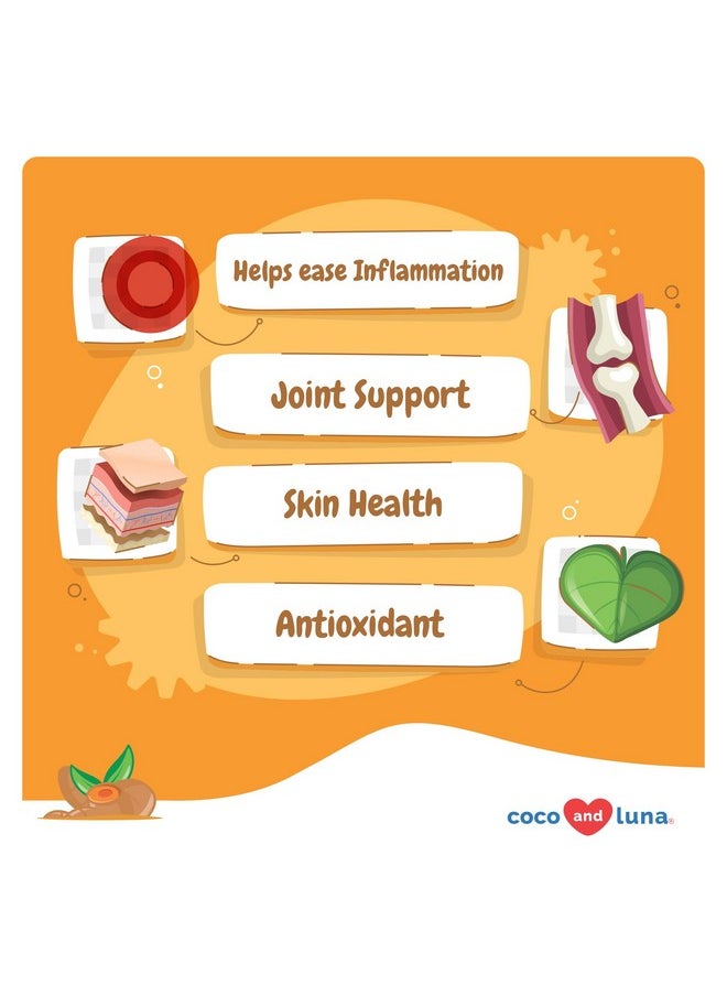 Coco and Luna Turmeric Curcumin for Dogs - 90 Soft Chews - with Collagen, BioPerine and Fish Oil - Hip & Joint Support, Ease Inflammation, Antioxidant, Cardiovascular & Liver Support.  - Image 2