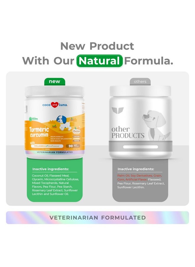 Coco and Luna Turmeric Curcumin for Dogs - 90 Soft Chews - with Collagen, BioPerine and Fish Oil - Hip & Joint Support, Ease Inflammation, Antioxidant, Cardiovascular & Liver Support.  - Image 5