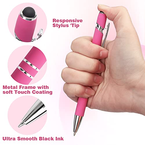 Bribobo 8 Pack Ballpoint Pen 2-in-1 Stylus Retractable Ballpoint Pen with Stylus tip, Metal Stylus Pen for Touch Screens, 1.0 mm Black Ink(Mixed Color) - Image 2