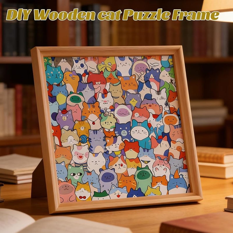 DIY Paintable Cat Shaped Wooden Puzzle Photo Frame 12 Colors For Home Decor Craft Lovers - Image 5