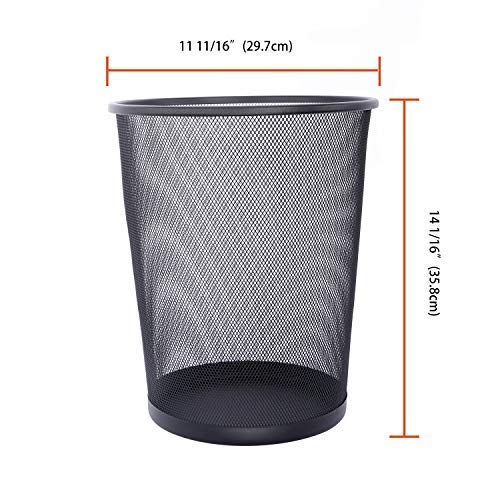 PUFFIN PUFFIN Metal Mesh Round Waste Basket for HomeOffice Large Set of 5 Black  - Image 3
