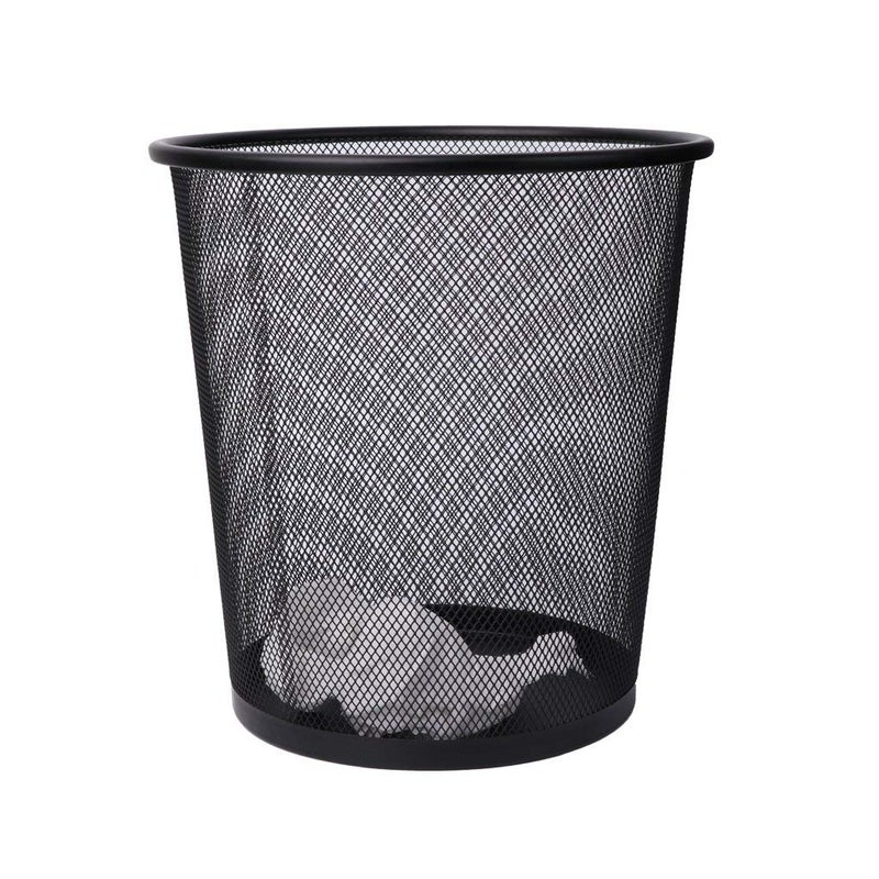 PUFFIN PUFFIN Metal Mesh Round Waste Basket for HomeOffice Large Set of 5 Black  - Image 4
