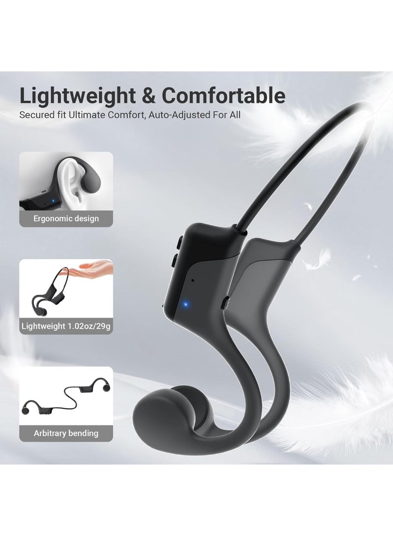 2026 New Bluetooth Bone Conduction Headphones, Open-Ear Design, Sweatproof u0026 Waterproof, HD Stereo Sound, 10Hrs Playtime, Lightweight for Running，Office，Daily Life (Gray-Black) - Image 5