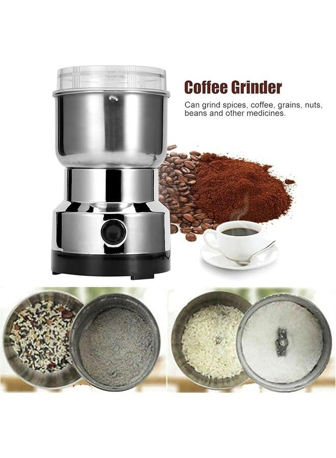 مطحنة كهربائية صغيرة متعددة الوظائف من الفولاذ المقاوم للصدأ فضي/أسود - Image 2