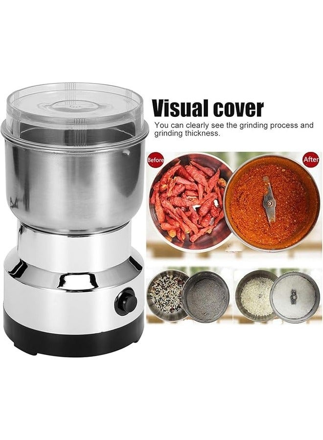 مطحنة كهربائية صغيرة متعددة الوظائف من الفولاذ المقاوم للصدأ فضي/أسود - Image 3