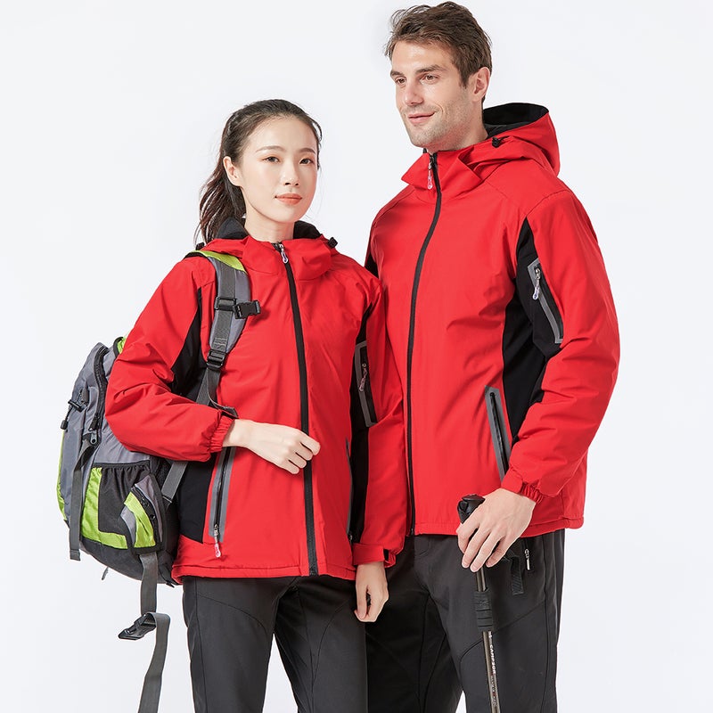 Men Women Winter Waterproof Coat Hooded Thick Windproof Breathable Warm Hiking Cycling Outdoor Raincoat - Image 1
