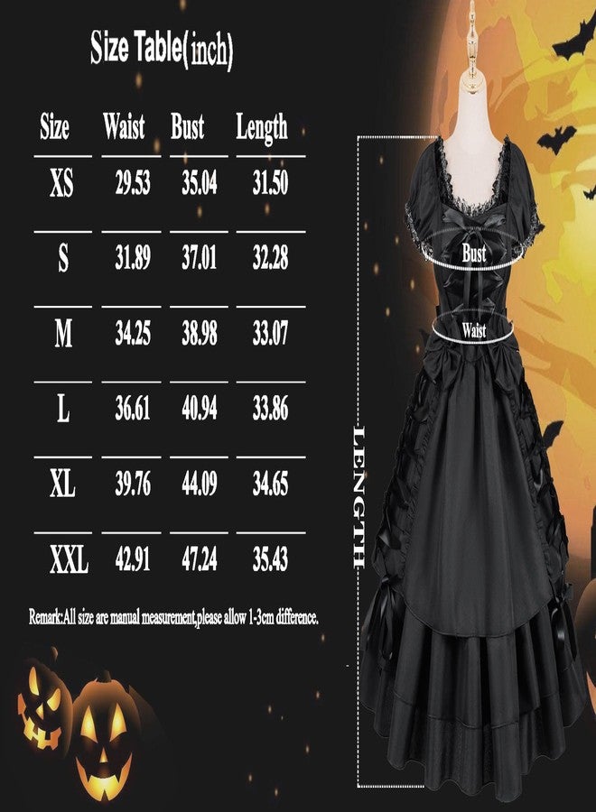 GOLDSTITCH فستان غوثيك لوليتا نسائي من غولد ستيتش، أسود كلاسيكي متعدد الطبقات برباط، زي تنكري فاخر - Image 5