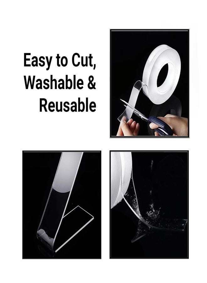 TRENDIKRAFT 1 inch x 3 meter Double Sided Tape Traceless Heavy Duty Self Adhesive Universal Powerful Transparent Strong Grip For Home Wall Ivy Grip Removable Reusable(Pack of 2) - Image 5