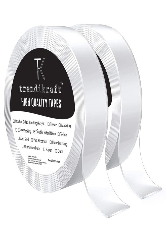 TRENDIKRAFT 1 inch x 3 meter Double Sided Tape Traceless Heavy Duty Self Adhesive Universal Powerful Transparent Strong Grip For Home Wall Ivy Grip Removable Reusable(Pack of 2) - Image 1