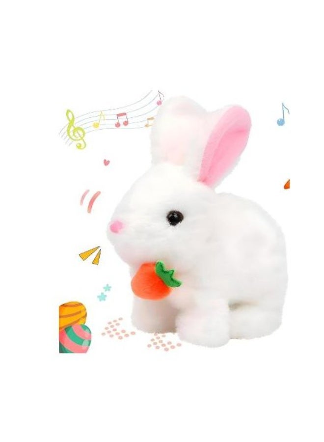 Soft Plush Bunny Toy with Carrot – Musical Battery-Operated Stuffed Rabbit - Image 1