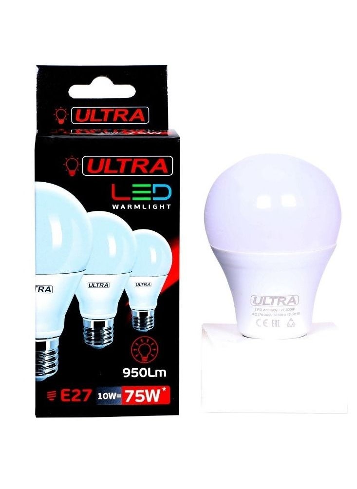 ULTRA LED - Essential LED Bulb - A60 10W E27 Capbase 3000K - Warm Light - Image 1